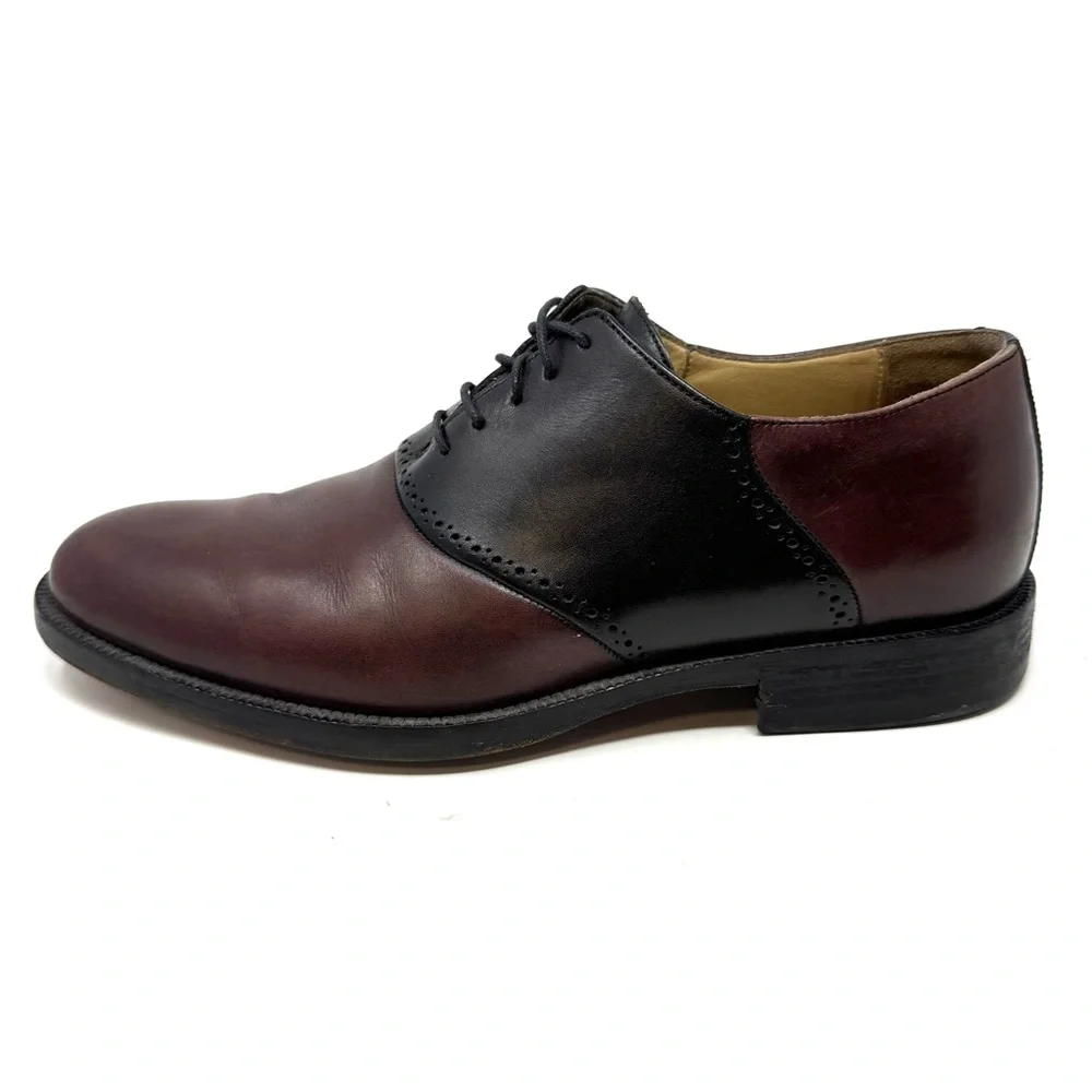 Johnston‎ & Murphy Conrad Saddle Dress Oxfords Shoes Brown Black 8.5 M Leather